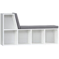 5 Cube Storage Bookshelf with Cushioned Reading Nook for Home Office, Kid Room, Grey