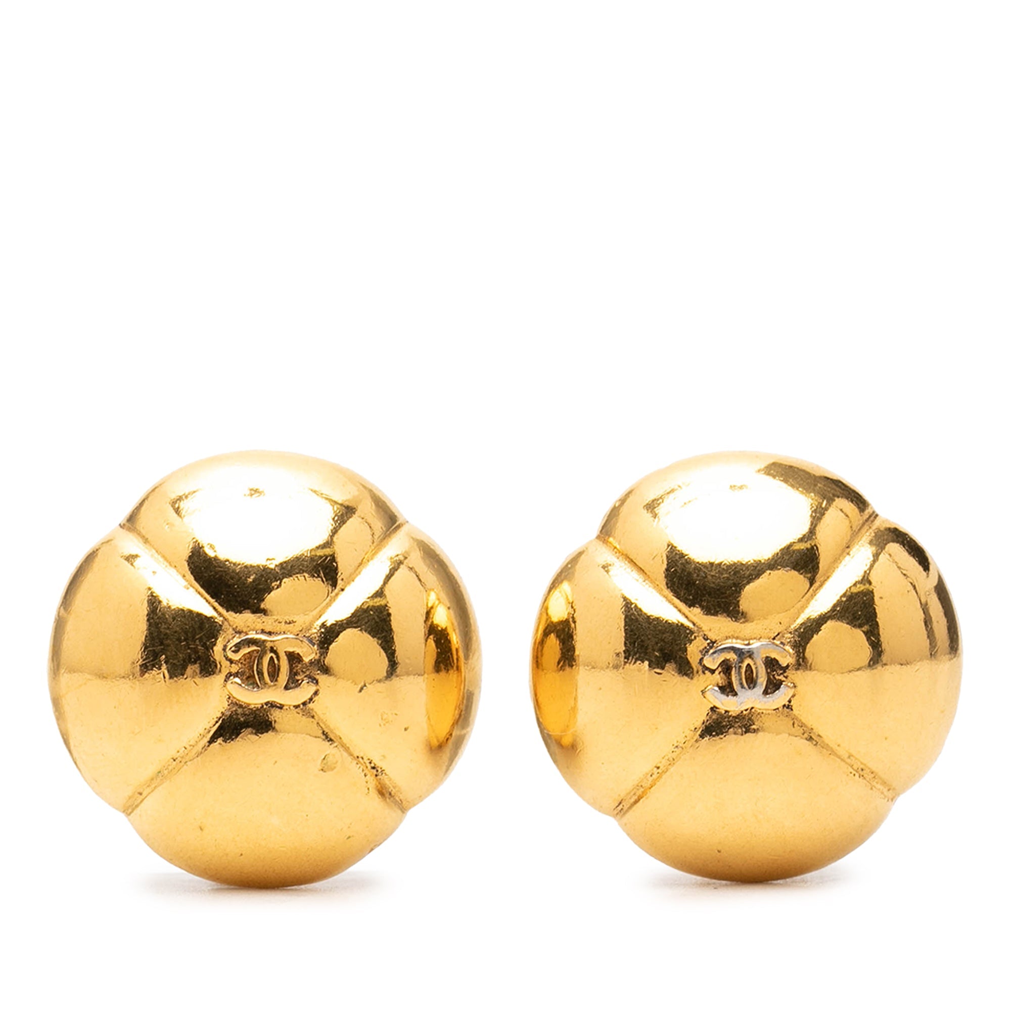 CC Gold Plated Camelia Dome Clip On Earrings