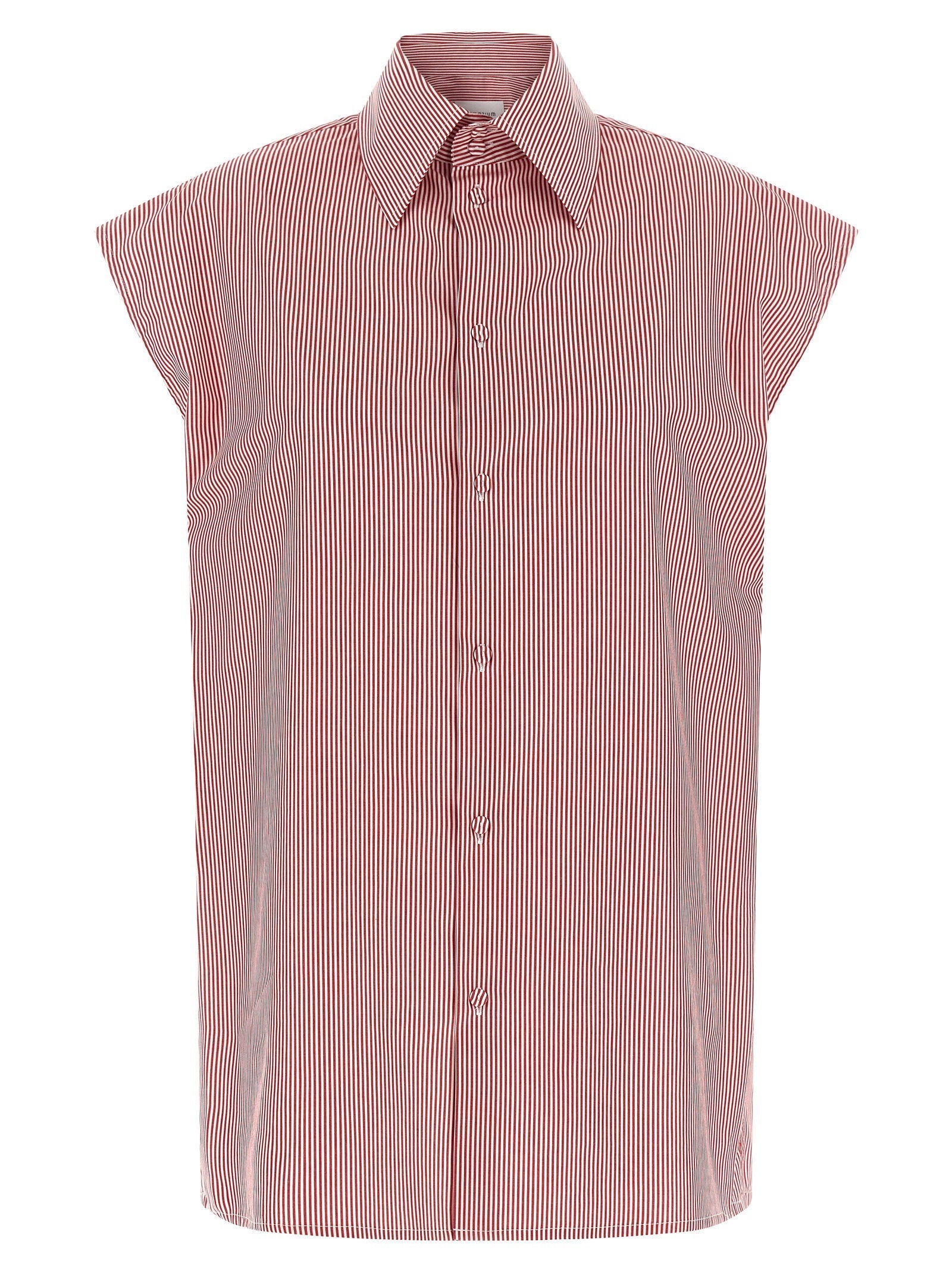 Armarium Striped Cotton Poplin Shirt — Red