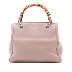 Small Calfskin Bamboo Shopper Satchel