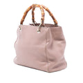Small Calfskin Bamboo Shopper Satchel