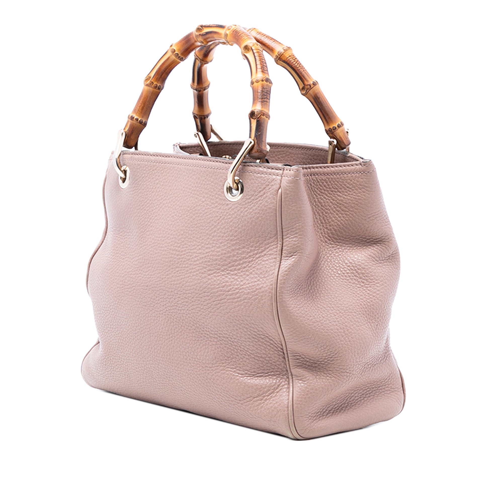 Small Calfskin Bamboo Shopper Satchel