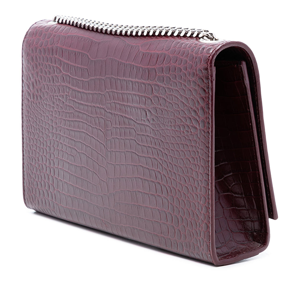 Medium Croc Embossed Leather Monogram Kate Tassel Crossbody
