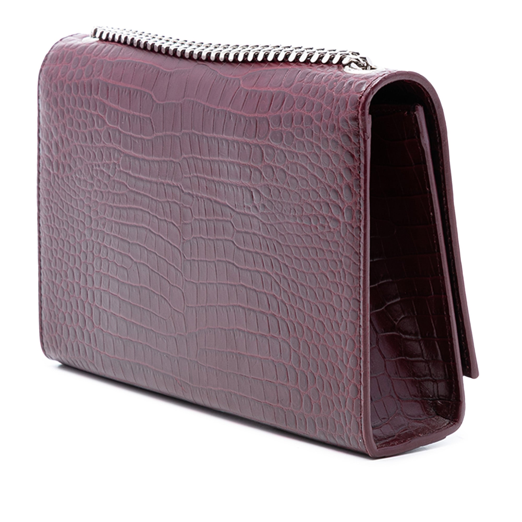Medium Croc Embossed Leather Monogram Kate Tassel Crossbody