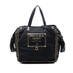 Tessuto Whipstitched Logo Oro Tassel Satchel