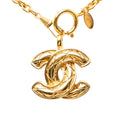 CC Gold Plated Quilted Pendant Necklace