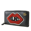 GG Marmont Pebbled Calfskin Embroidered Blind For Love Zip Around Wallet