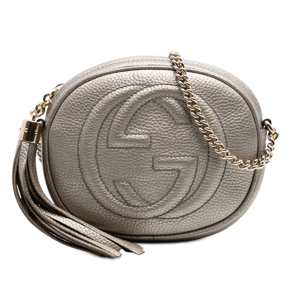 Mini Metallic Pebbled Calfskin Soho Chain Crossbody