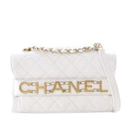 Medium Quilted Calfskin Logo Enchained Flap