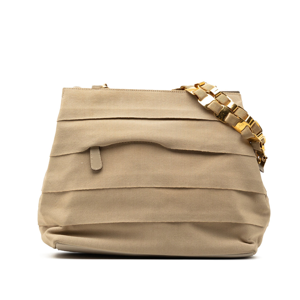 Nylon Tiered Grosgrain Shouder Bag