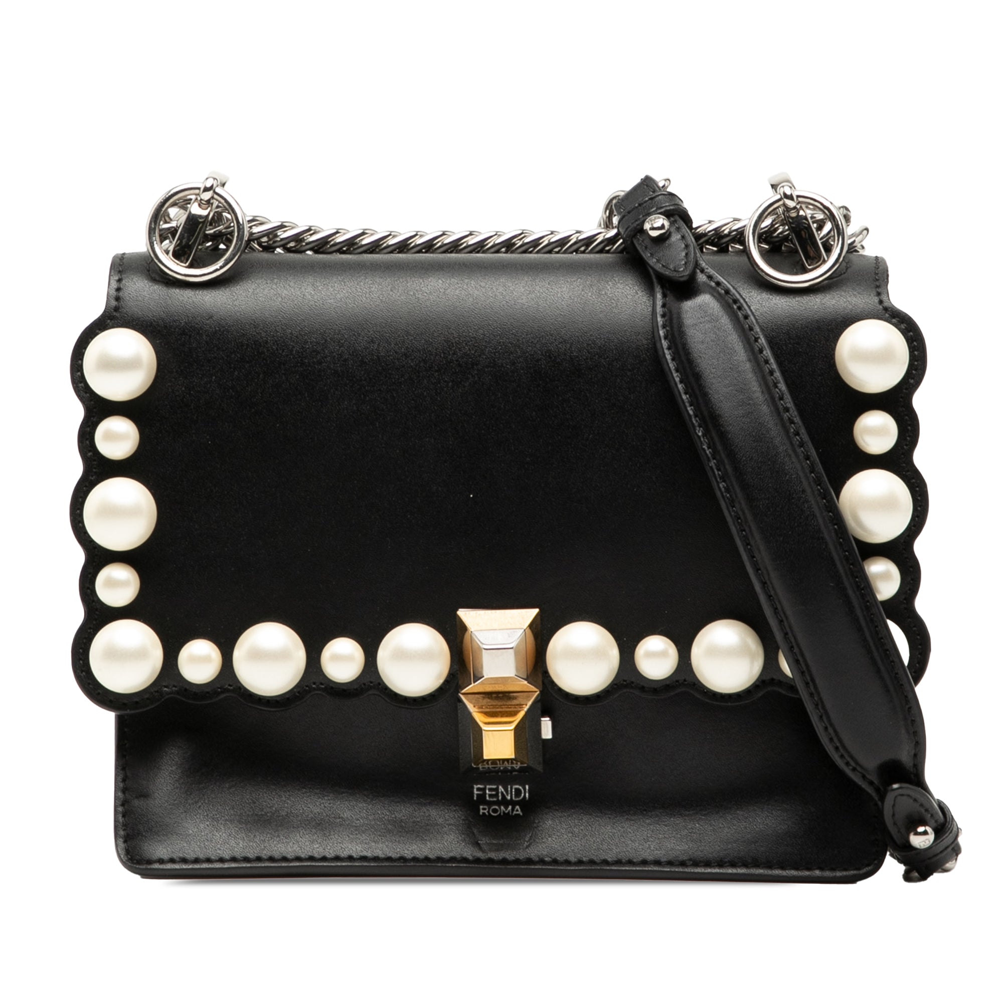 Mini Scalloped Leather and Pearls Kan I Crossbody