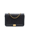 Pleated Crumpled Chevron Calfskin Le Boy Wallet On Chain