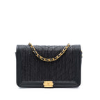 Pleated Crumpled Chevron Calfskin Le Boy Wallet On Chain