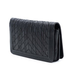 Pleated Crumpled Chevron Calfskin Le Boy Wallet On Chain