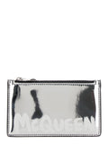 Silver Card-Holder with McQueen Graffiti Logo in Laminated Leather Man Metallic Products