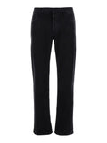 Black Jeans with Logo Patch on the Rear and Worn Out Effect in Denim Man Cotton