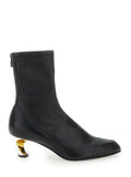Armadillo Black Ankle Boots With Golden Heel Smooth Leather Woman