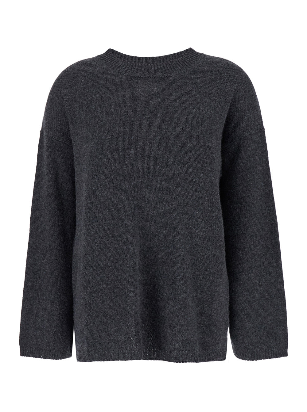 Grey Relaxed Crewneck Sweater in Cashmere Woman Jersey