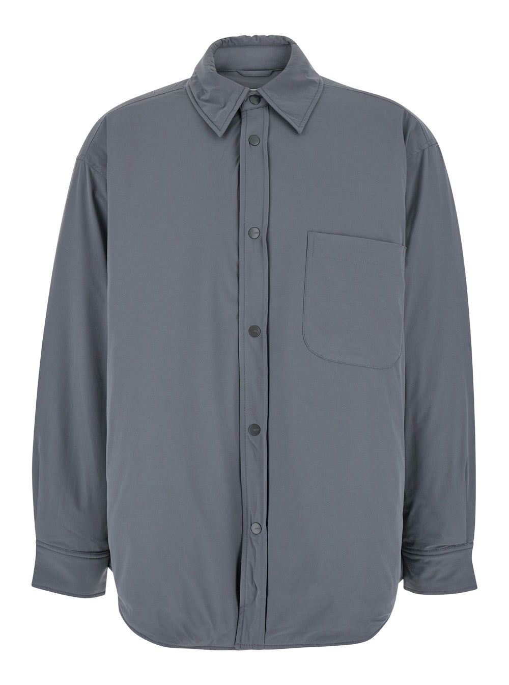 Grey Jacket with Patch Pocket in Padded Fabric Man Outerwear