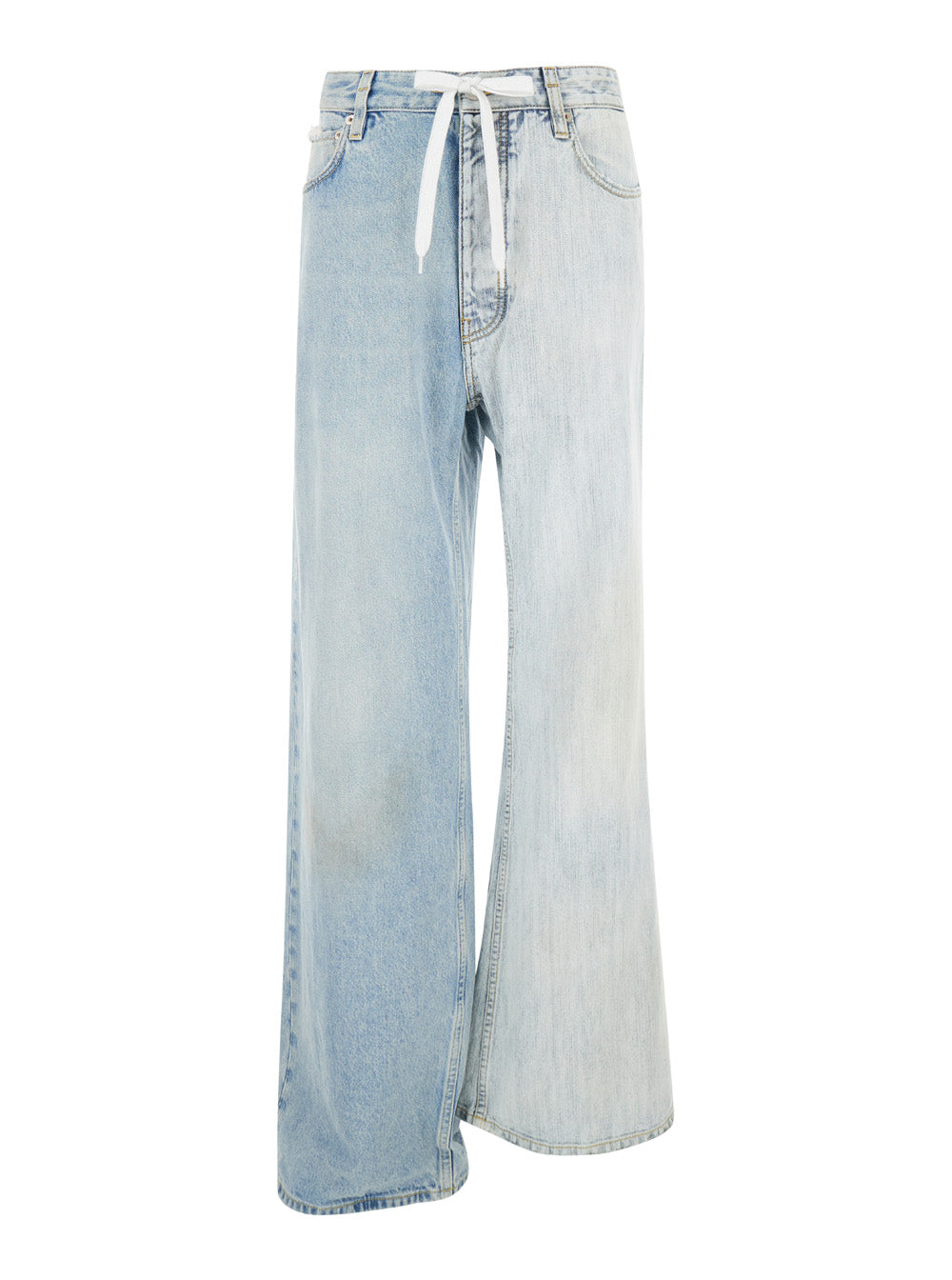 Fifty-Fifty Light Blue Jeans with Asymmetric Legs in Denim Women Cotton