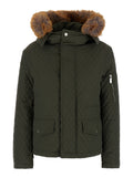 Green Quilted Jacket with EKD Logo Detail in Cotton Blend Woman Polyamide Outerwear