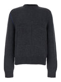 Grey Sweater with Equestrian Knight Jacquard Motif in Cashmere Man Jersey