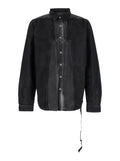 Splintered Grey Shirt with Classic Collar and Faded Effect in Cotton Man Blouses