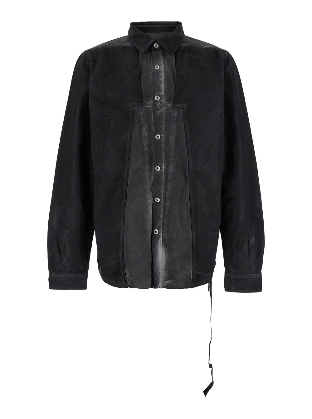 Splintered Grey Shirt with Classic Collar and Faded Effect in Cotton Man Blouses