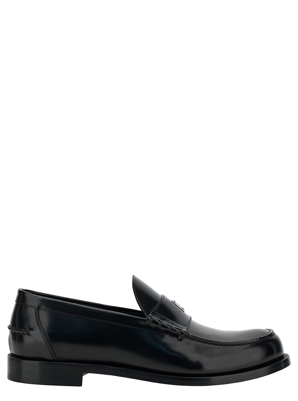 Black Loafers with 4G Detail in Leather Man Bull