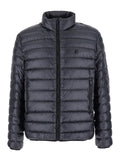 Black High Neck Down Jacket with Logo Detail in Tech Fabric Man Polyamide