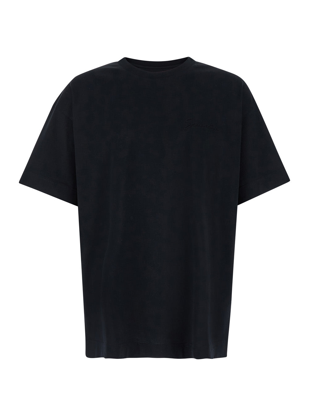 Black Crewneck T-Shirt with Logo Lettering Detail in Cotton Man Tshirts And Polo Shirts