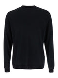 Black Crew Neck Pullover in Virgin Wool Man Jersey