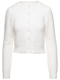 White Cropped Cardigan in Angora Woman Polyammide Jersey