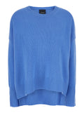 Light Blue Oversized Crewneck Sweater in Cashmere Woman Jersey
