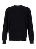 Black Crewneck Long Sleeve Sweater in Cashmere Man Jersey