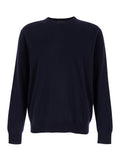 Blue Crewneck Long Sleeve Sweater in Cashmere Man Blu Jersey