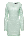 Mini Green Dress with All-Over Sequins in Recycled Fabric Woman Polyester