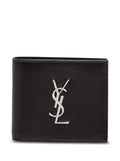 Black Leather Wallet with Logo Calf Products