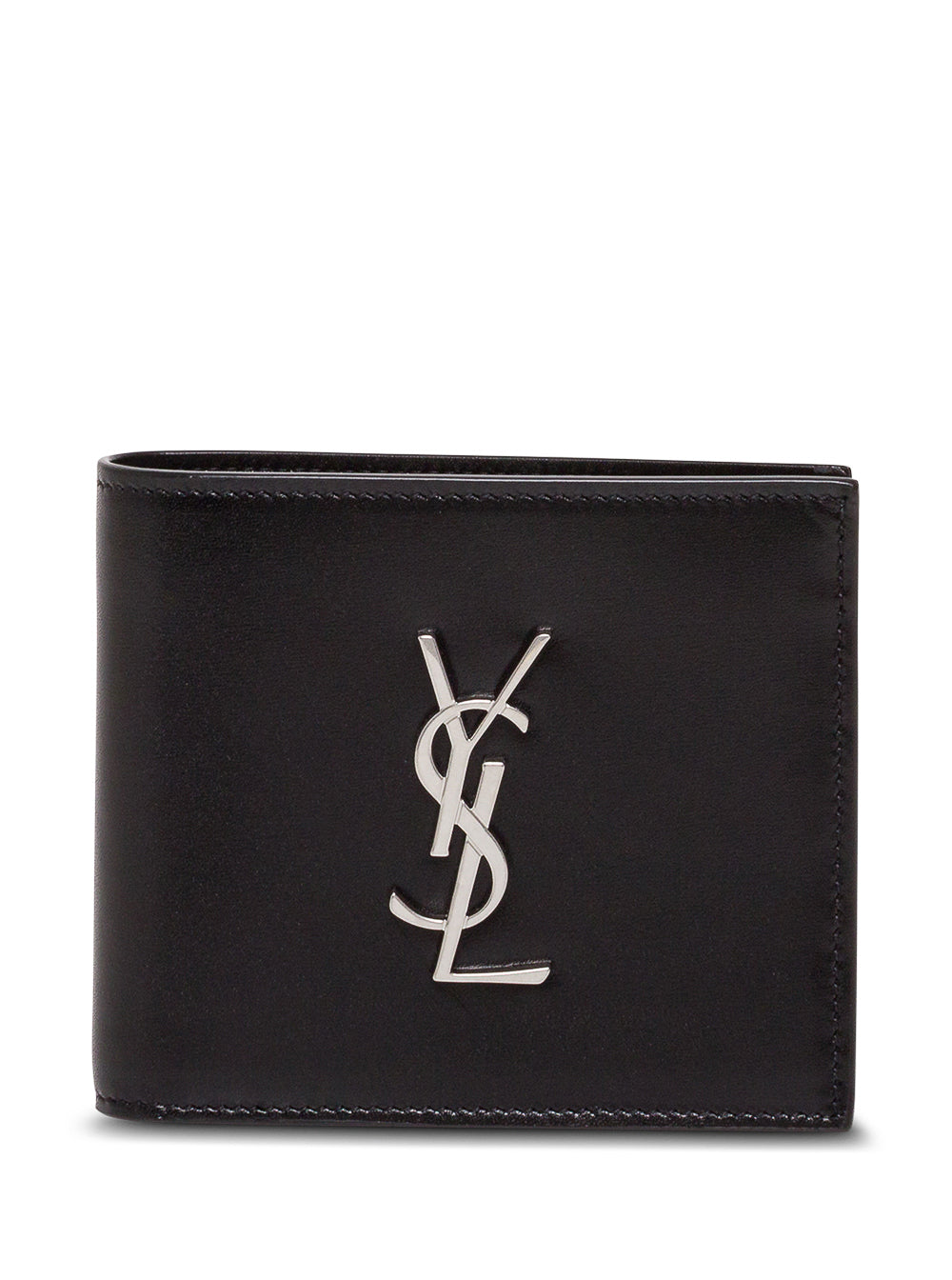 Black Leather Wallet with Logo Calf Products