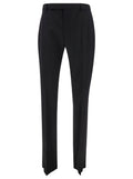 Black Tailored Pants with Front Pinces in Wool Man Trousers