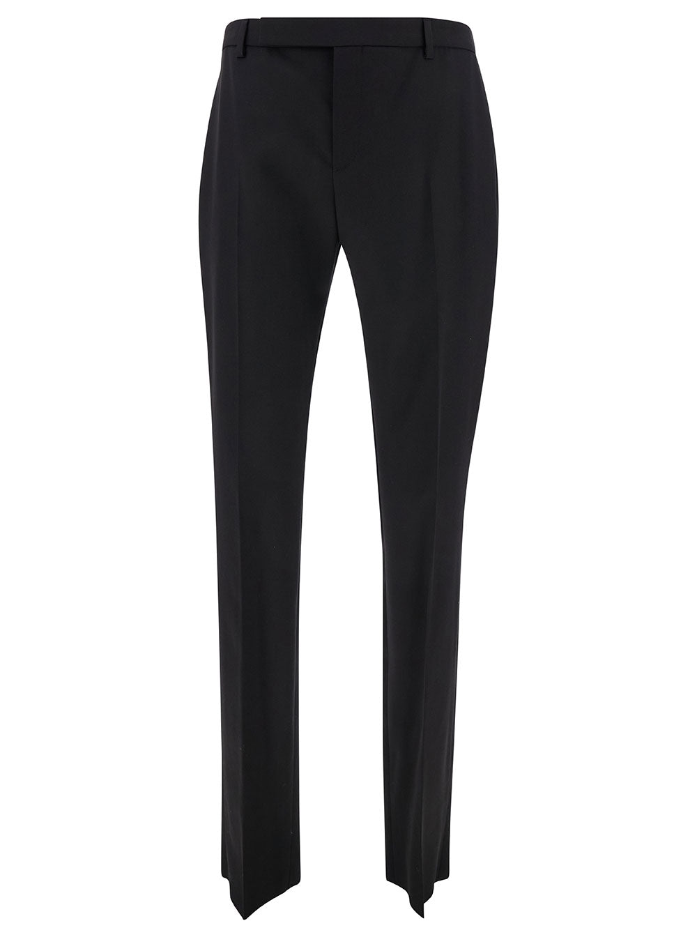 Black Tailored Pants with Front Pinces in Wool Man Trousers