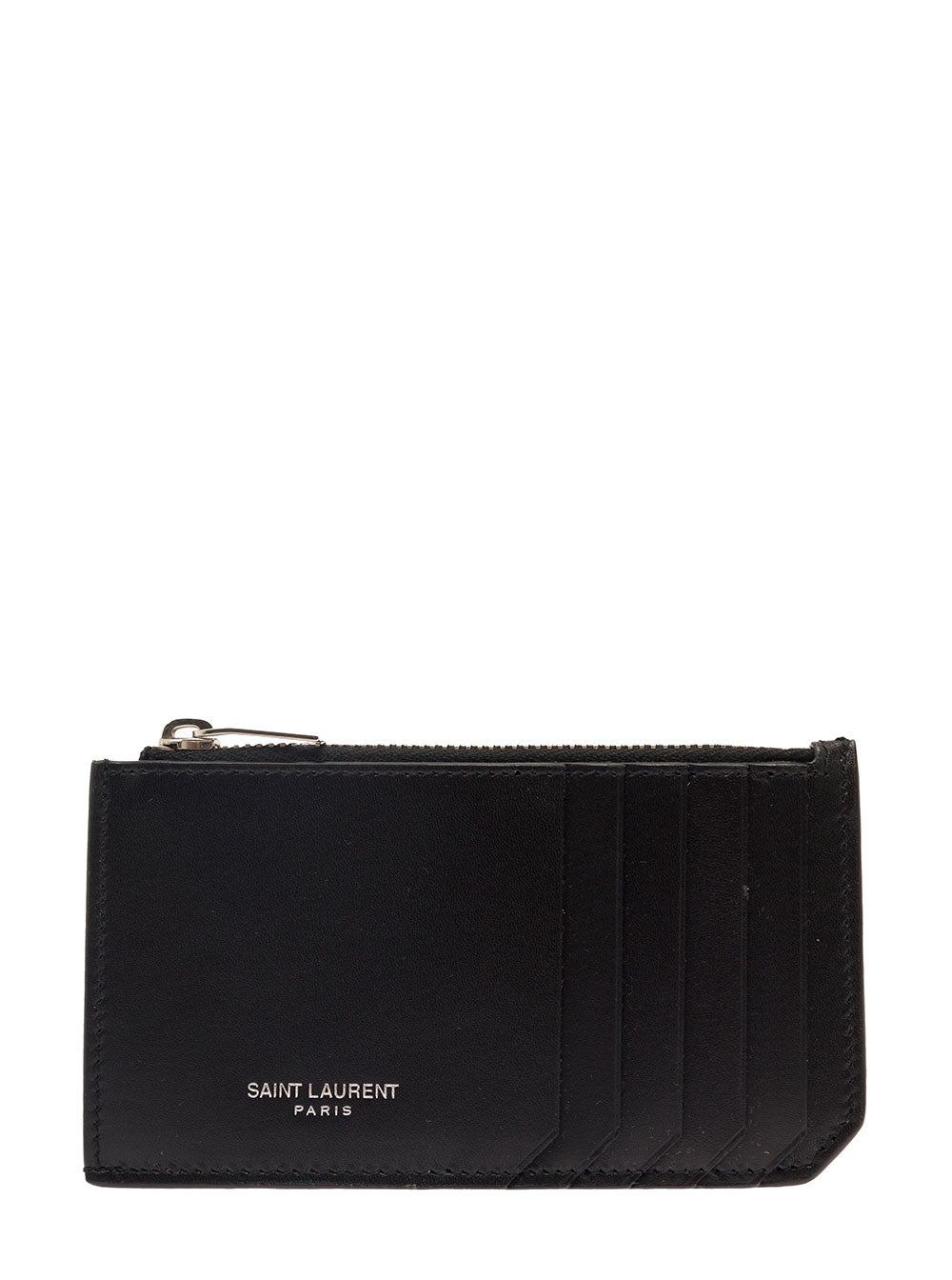 Black Card-Holder With Embossed Logo In Leather Man Calf Products