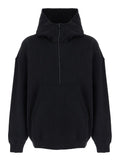 Black Hoodie with Logo Lettering Embroidery in Cotton Man Sweatshirts