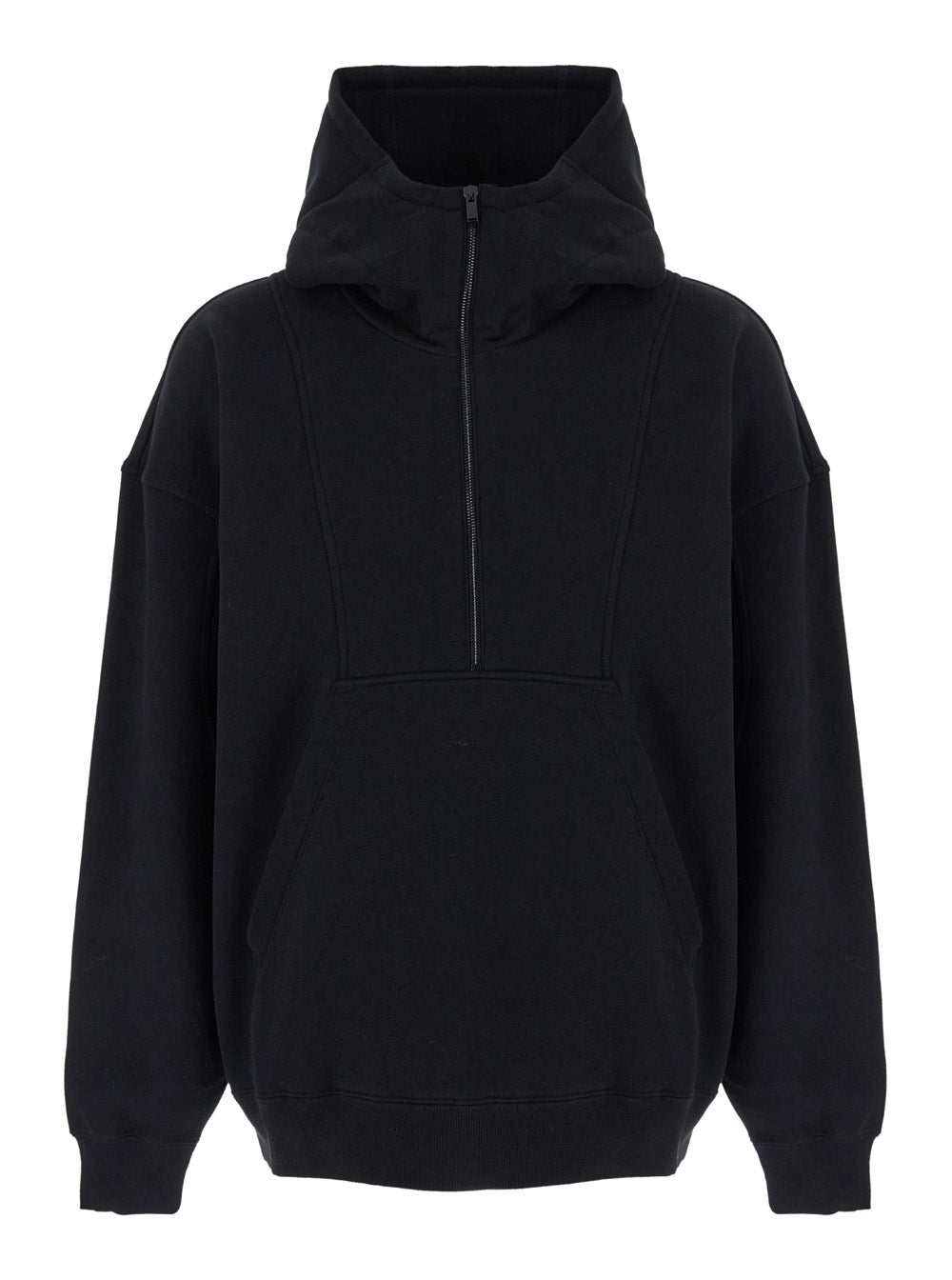 Black Hoodie with Logo Lettering Embroidery in Cotton Man Sweatshirts