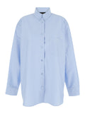 Light Blue Shirt with Buttons in Cotton Blend Woman Polyester And Blouses