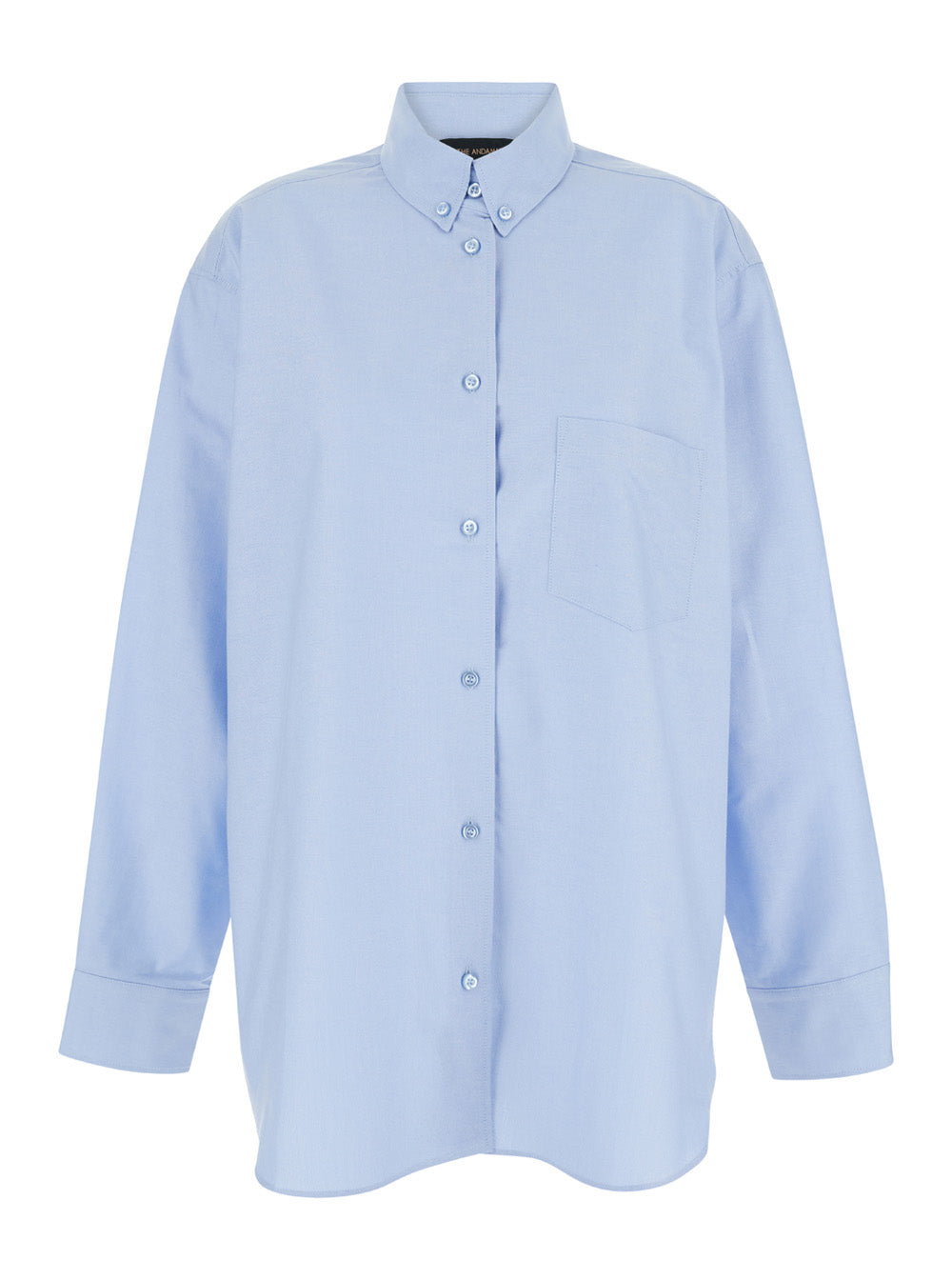 Light Blue Shirt with Buttons in Cotton Blend Woman Polyester And Blouses