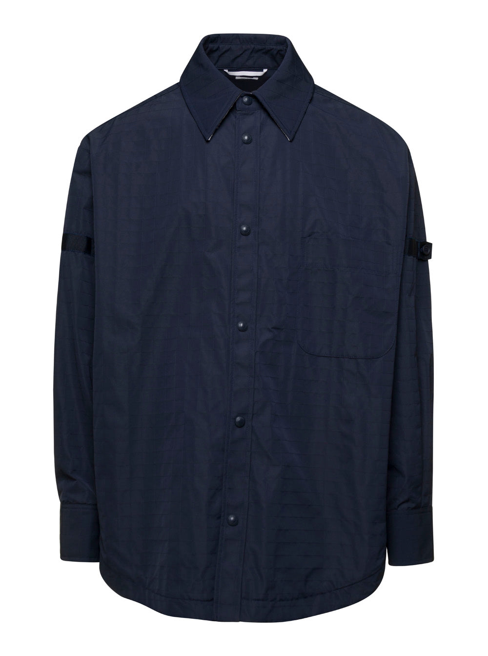 Oversized Blue Shirt with Patch Pockets in Polyamide Blend Man Blu Polyurethane And Blouses