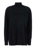 Livia Black Sweater with High Neck in Wool Woman Virgin Jersey