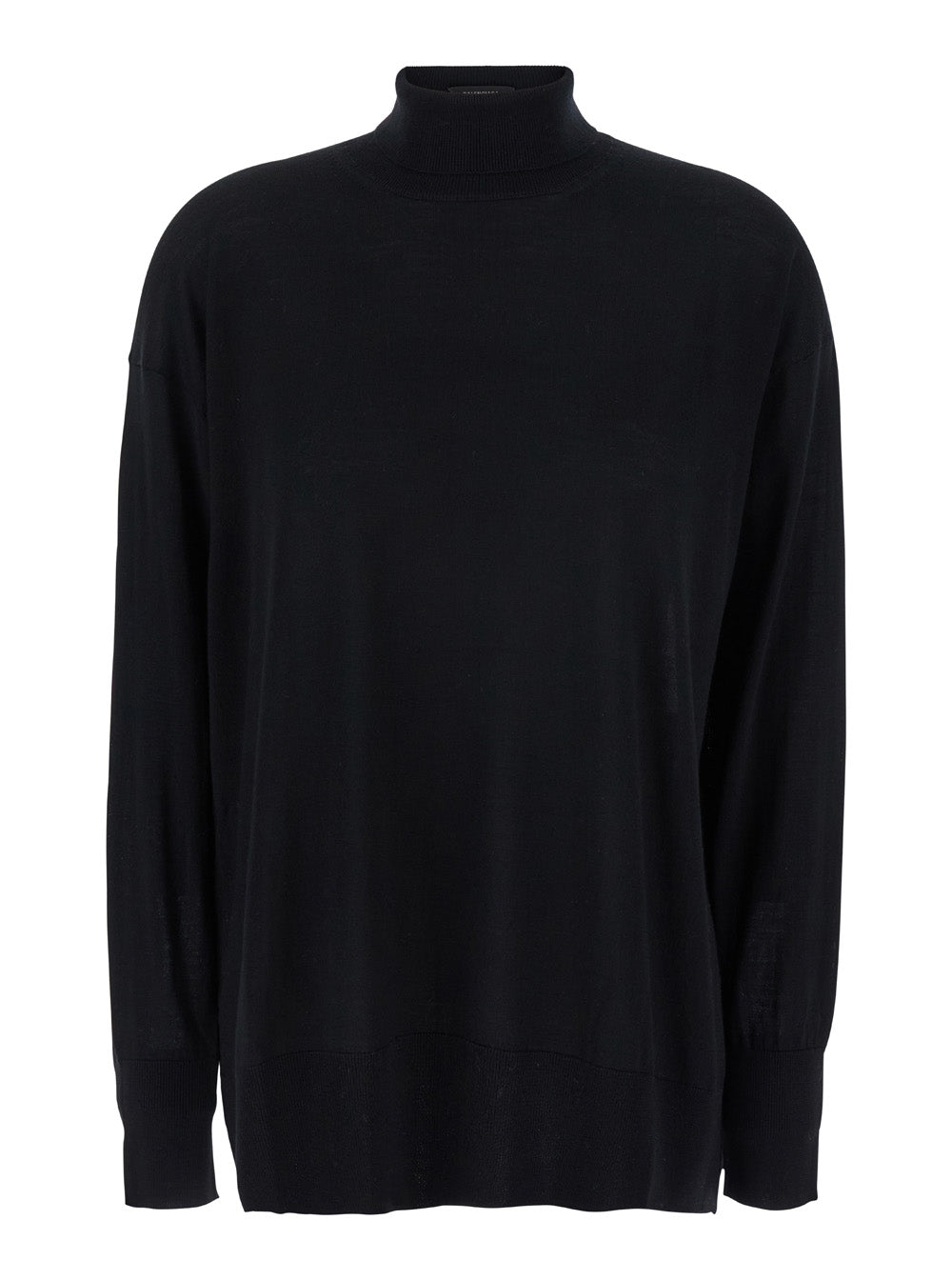 Livia Black Sweater with High Neck in Wool Woman Virgin Jersey