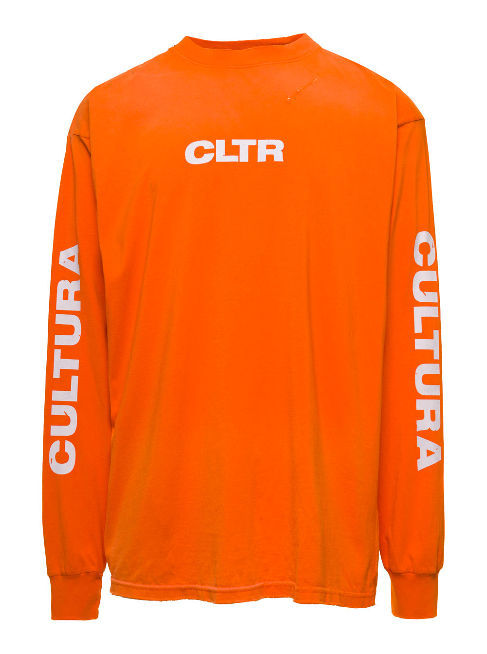 Orange Crewneck Sweatshirt with Contrasting CLTR Print in Jersey Man Sweatshirts